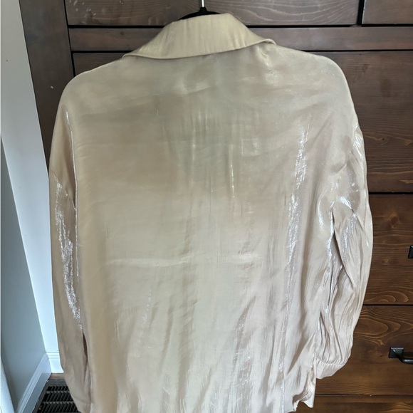 Champagne metallic oversized button up blouse - BUNDLE AND MAKE AN OFFER - Picture 3 of 3